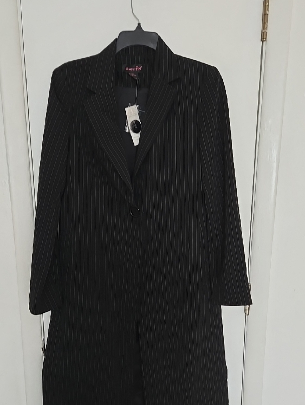 Shape FX Black Pinstripe Single-Button Blazer